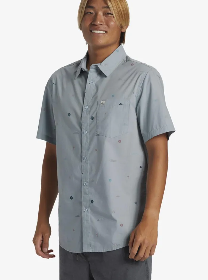 Quiksilver Mini Mo Classic Short Sleeve Woven Shirt Blue Fog Mini Mo Ss Woven Mens Shirts and Polos