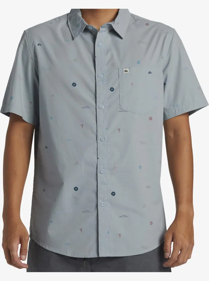 Quiksilver Mini Mo Classic Short Sleeve Woven Shirt Blue Fog Mini Mo Ss Woven Mens Shirts and Polos