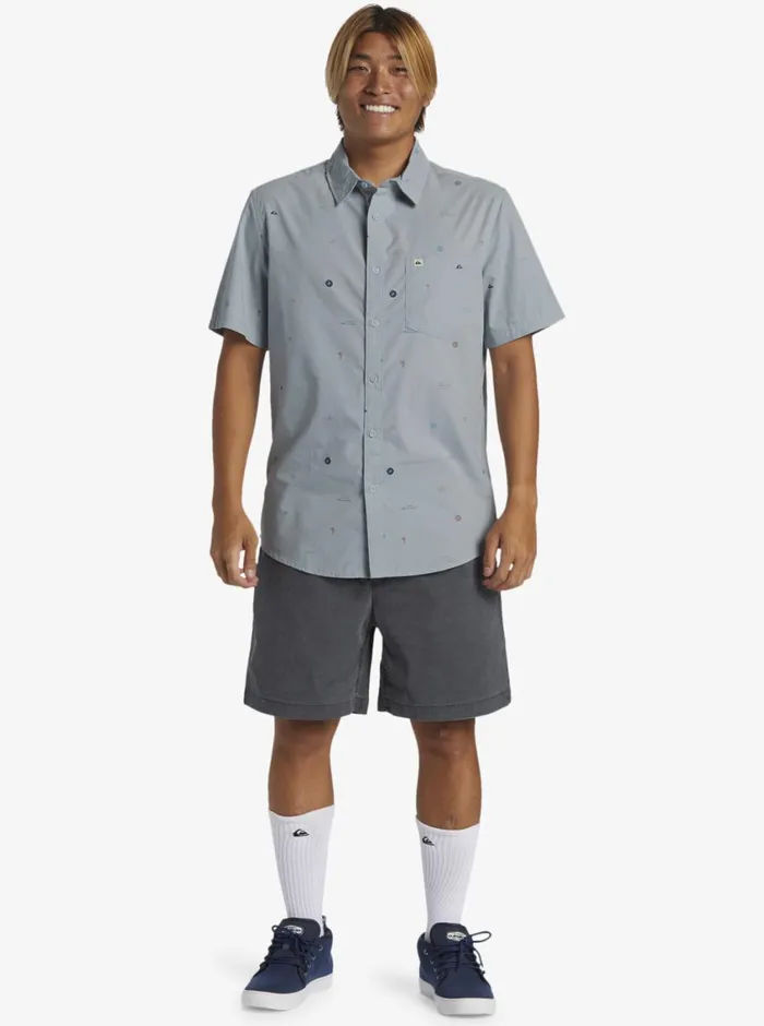 Quiksilver Mini Mo Classic Short Sleeve Woven Shirt Blue Fog Mini Mo Ss Woven Mens Shirts and Polos