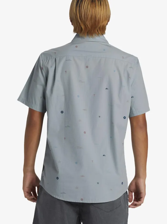 Quiksilver Mini Mo Classic Short Sleeve Woven Shirt Blue Fog Mini Mo Ss Woven Mens Shirts and Polos