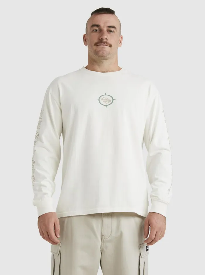 Quiksilver Off Grid Long Sleeve TShirt Snow White Mens Tees Quiksilver Off Grid Long Sleeve TShirt Snow White Mens Tees