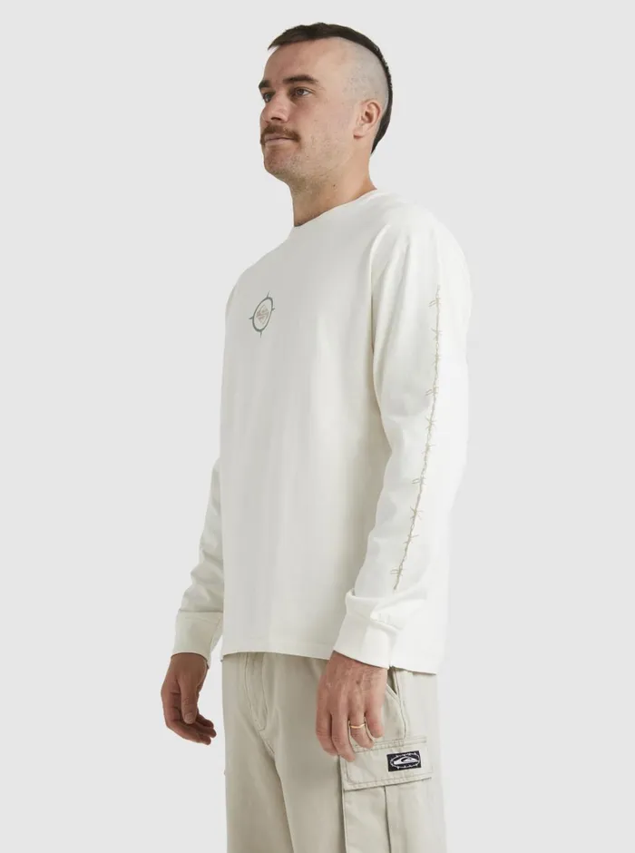 Quiksilver Off Grid Long Sleeve TShirt Snow White Mens Tees Quiksilver Off Grid Long Sleeve TShirt Snow White Mens Tees