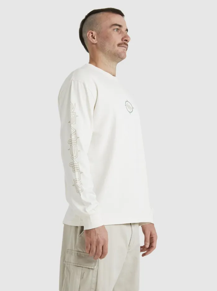 Quiksilver Off Grid Long Sleeve TShirt Snow White Mens Tees Quiksilver Off Grid Long Sleeve TShirt Snow White Mens Tees