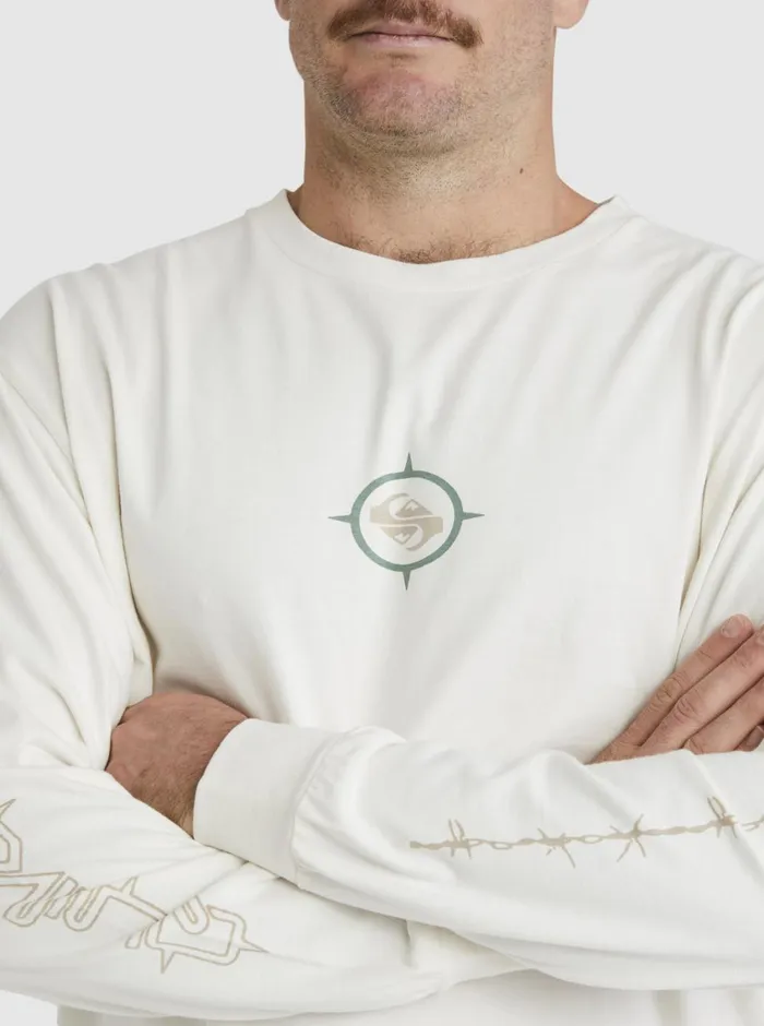 Quiksilver Off Grid Long Sleeve TShirt Snow White Mens Tees Quiksilver Off Grid Long Sleeve TShirt Snow White Mens Tees