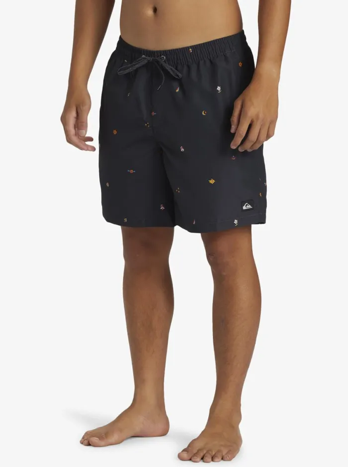 Quiksilver Remade Mix Volley 17034 Elastic Waist Shorts Black Mens Elastic Waist Quiksilver Remade Mix Volley 17034 Elastic Waist Shorts Black Mens Elastic Waist