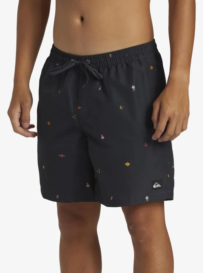 Quiksilver Remade Mix Volley 17034 Elastic Waist Shorts Black Mens Elastic Waist Quiksilver Remade Mix Volley 17034 Elastic Waist Shorts Black Mens Elastic Waist