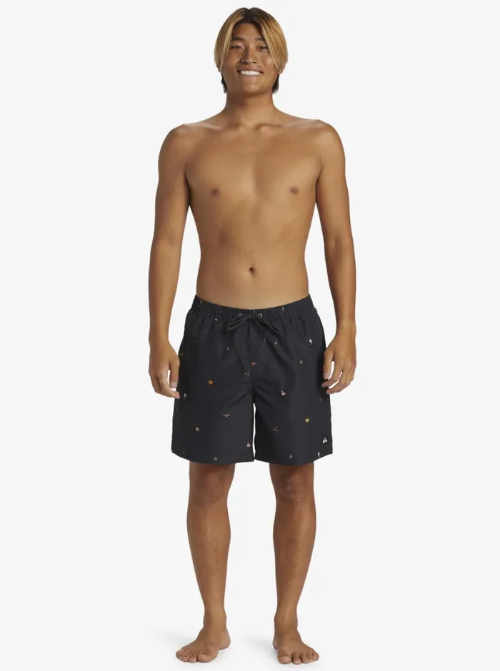 Quiksilver Remade Mix Volley 17034 Elastic Waist Shorts Black Mens Elastic Waist Quiksilver Remade Mix Volley 17034 Elastic Waist Shorts Black Mens Elastic Waist