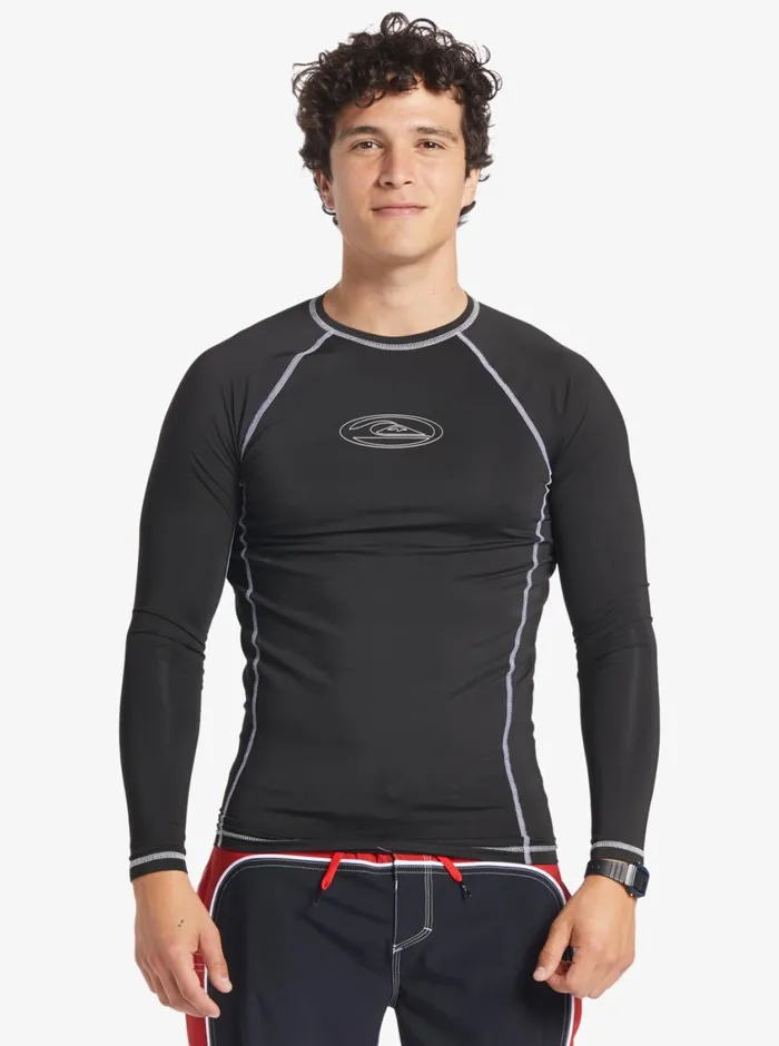 Quiksilver Saturn Protection Long Sleeve UPF 50 Rashguard For Black Mens Rashguards Quiksilver Saturn Protection Long Sleeve UPF 50 Rashguard For Black Mens Rashguards