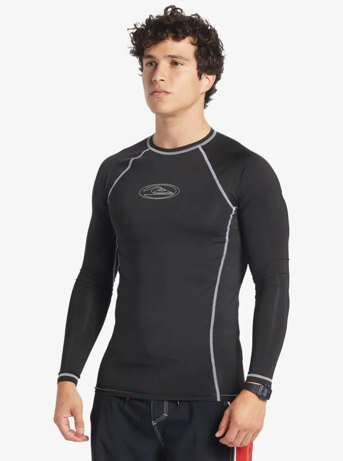 Quiksilver Saturn Protection Long Sleeve UPF 50 Rashguard For Black Mens Rashguards Quiksilver Saturn Protection Long Sleeve UPF 50 Rashguard For Black Mens Rashguards