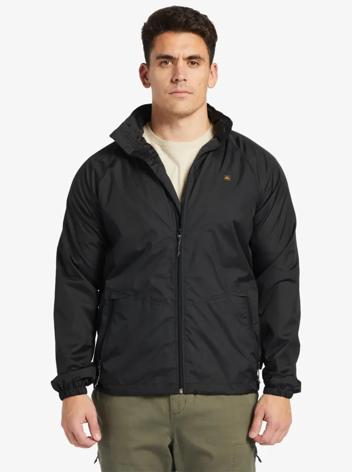 Quiksilver Shell Shock WaterResistant Lightweight Mini Ripstop Windbreaker Black MensWaterman Jackets and Sweatshirts