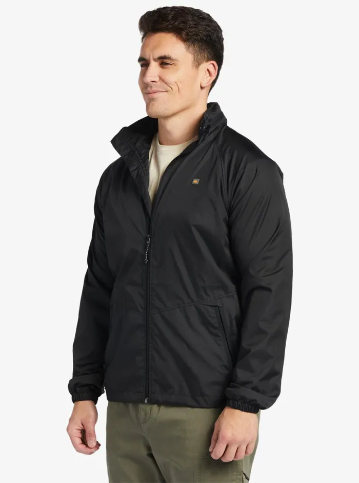 Quiksilver Shell Shock WaterResistant Lightweight Mini Ripstop Windbreaker Black MensWaterman Jackets and Sweatshirts