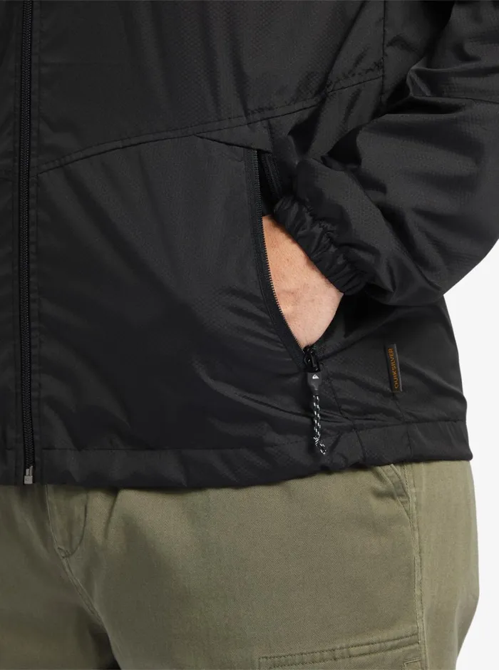 Quiksilver Shell Shock WaterResistant Lightweight Mini Ripstop Windbreaker Black MensWaterman Jackets and Sweatshirts
