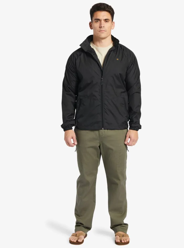 Quiksilver Shell Shock WaterResistant Lightweight Mini Ripstop Windbreaker Black MensWaterman Jackets and Sweatshirts