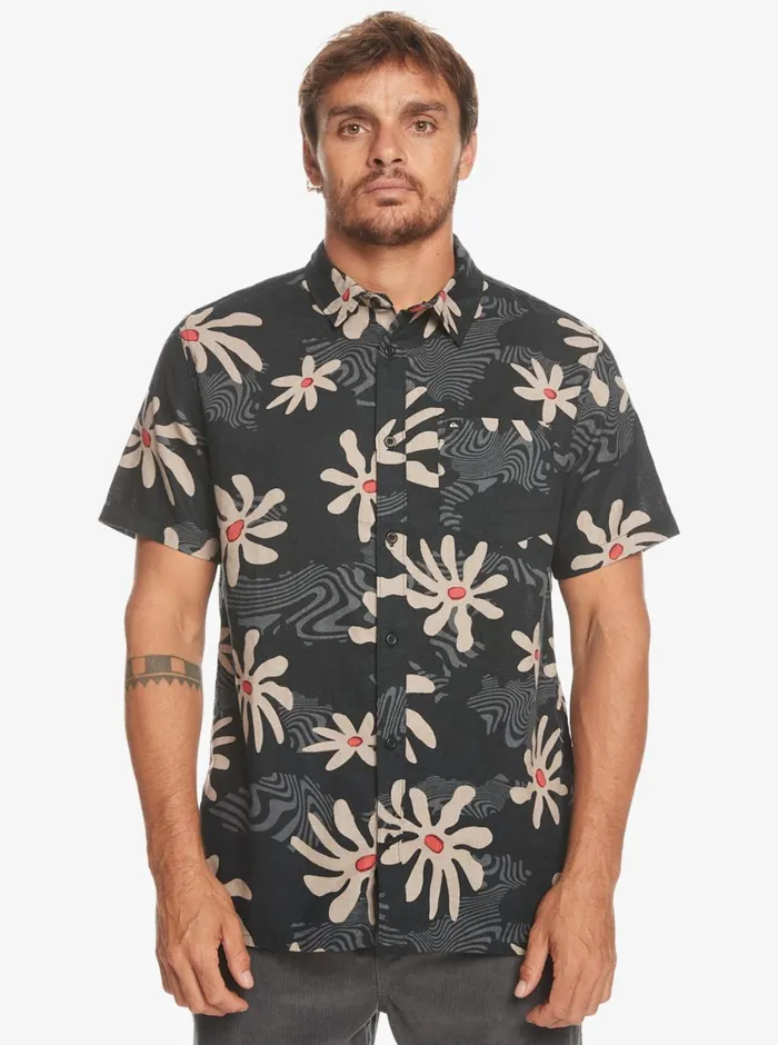 Quiksilver Trippy Floral Short Sleeve Shirt Black Trippy Floral Mens Shirts and Polos Quiksilver Trippy Floral Short Sleeve Shirt Black Trippy Floral Mens Shirts and Polos