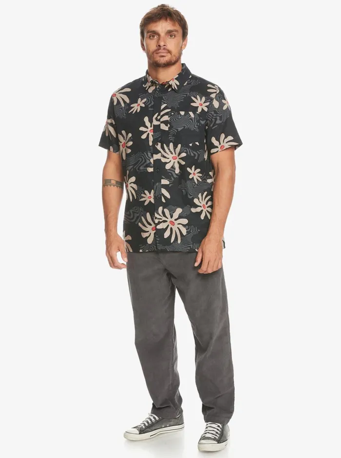 Quiksilver Trippy Floral Short Sleeve Shirt Black Trippy Floral Mens Shirts and Polos