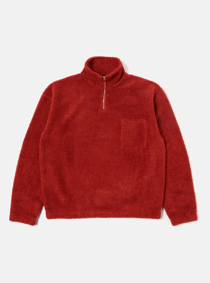 Ramsay Quarter Zip In Orange Mountain Fleece Men Universal Works Fleece