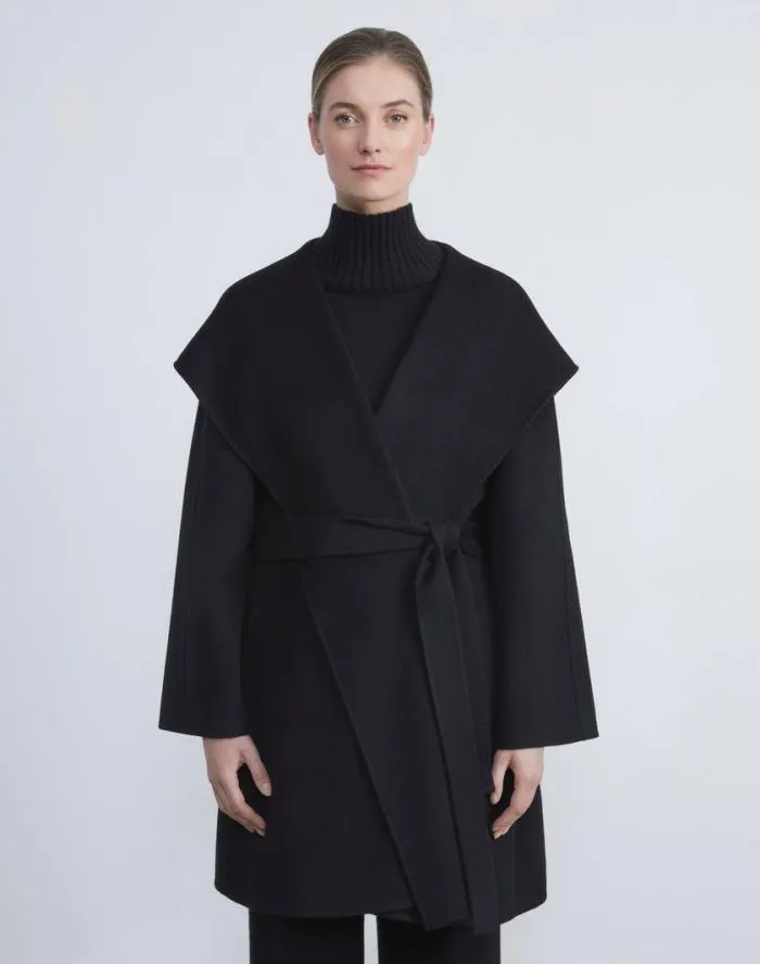 Ready To Wear Cashmere Double Face Belted Coat Black Lafayette 148 New York Jackets and Blazers