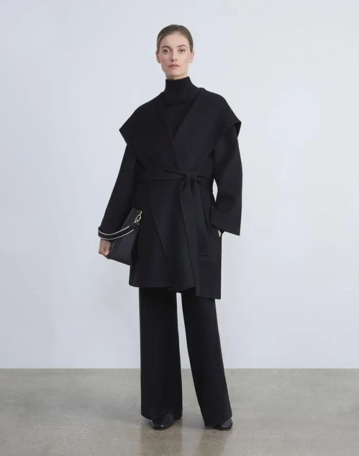 Ready To Wear Cashmere Double Face Belted Coat Black Lafayette 148 New York Jackets and Blazers