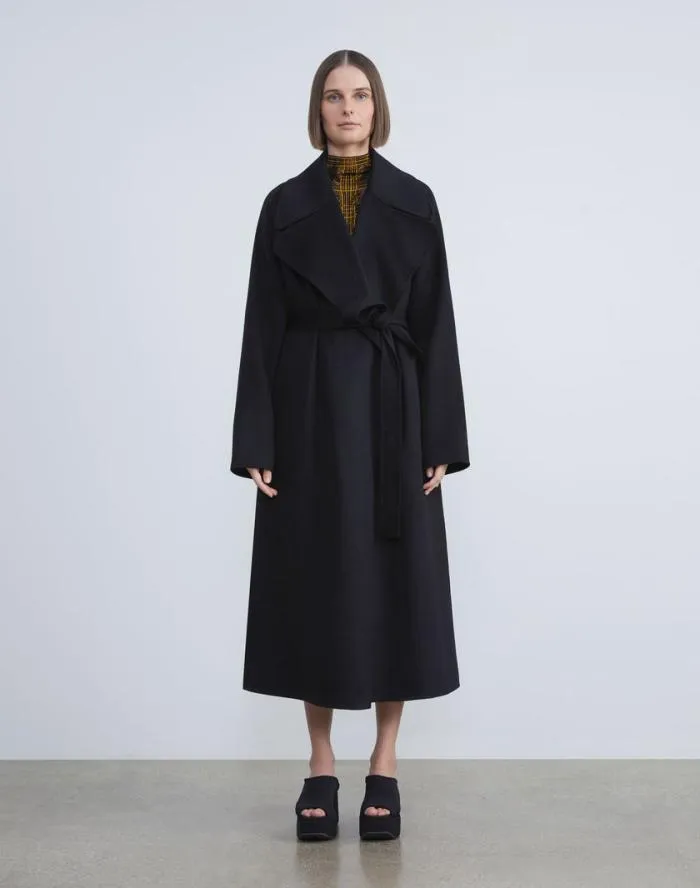 Ready To Wear Double Face Cashmere Oversized Trench Coat Black Lafayette 148 New York Jackets and Blazers