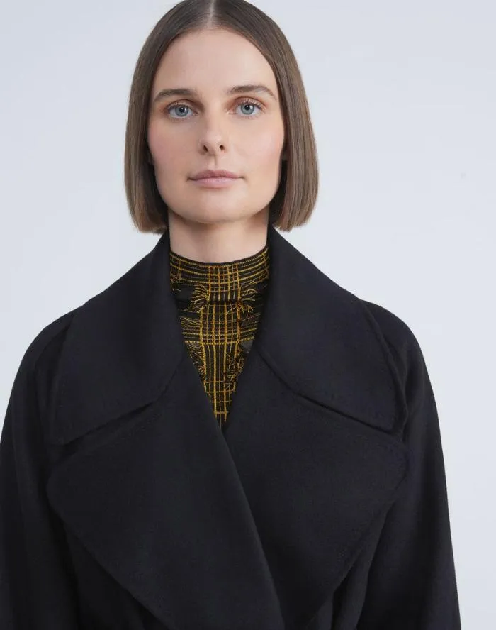 Ready To Wear Double Face Cashmere Oversized Trench Coat Black Lafayette 148 New York Jackets and Blazers