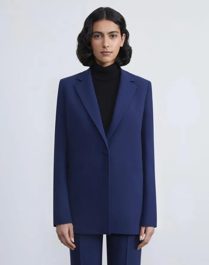 Ready To Wear Finesse Crepe Blazer Midnight Blue Lafayette 148 New York Jackets and Blazers