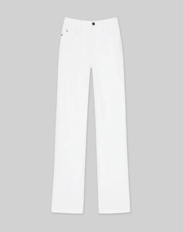 Ready To Wear L148 Denim Wyckoff Wideleg Jean White Lafayette 148 New York Pants and Shorts