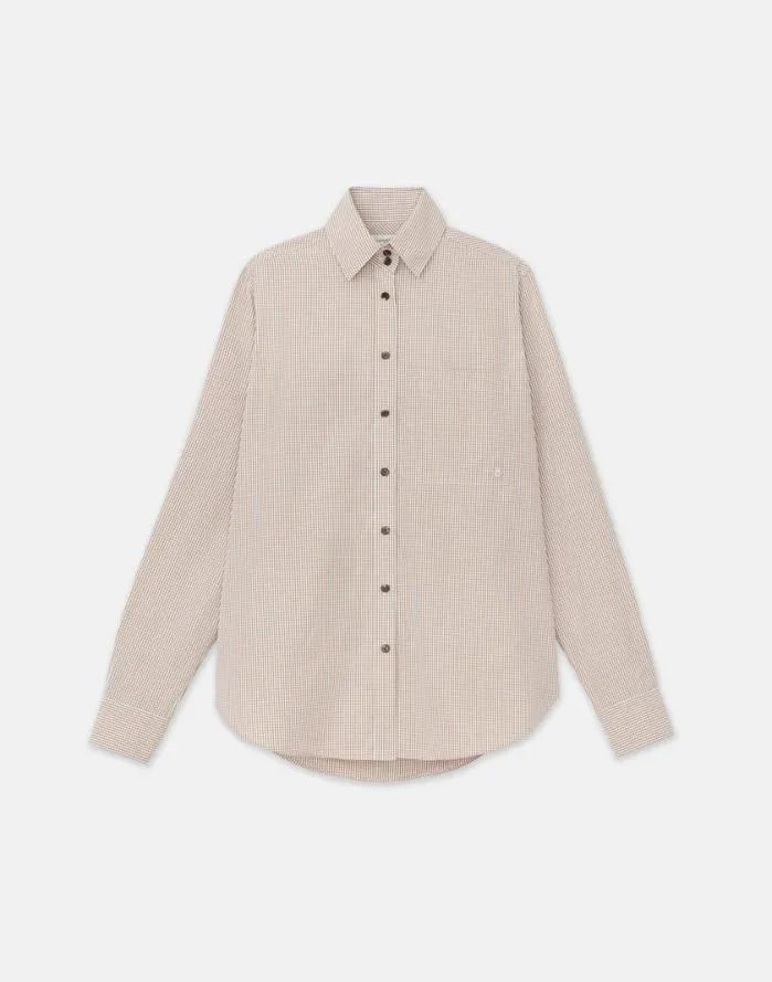 Ready To Wear Micro Gingham Cotton Poplin High Collar Shirt Camel Multi Lafayette 148 New York Blouses and Shirts Ready To Wear Micro Gingham Cotton Poplin High Collar Shirt Camel Multi Lafayette 148 New York Blouses and Shirts