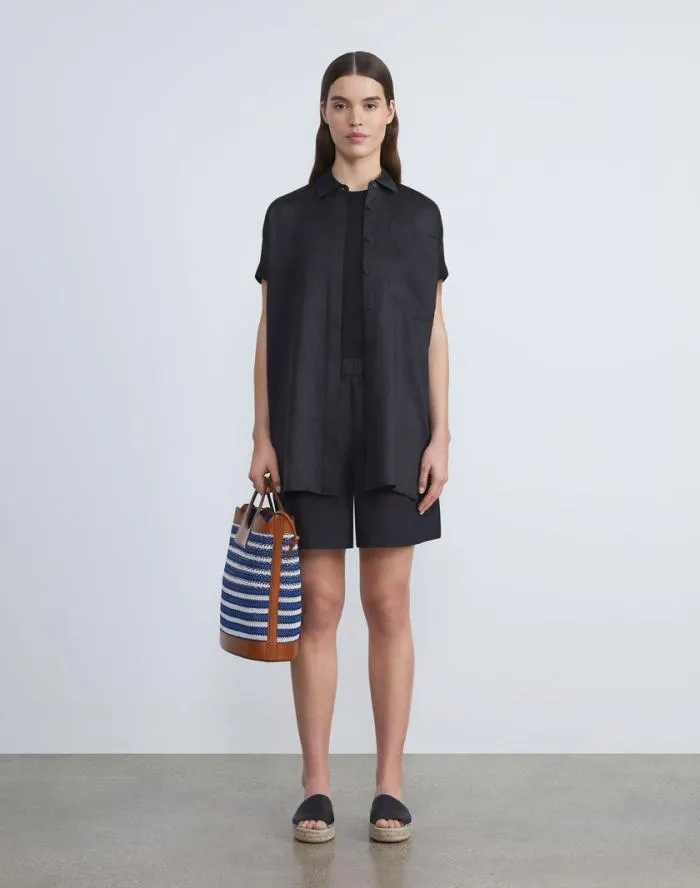 Ready To Wear Organic Cotton Poplin Riverside Short Black Lafayette 148 New York Pants and Shorts