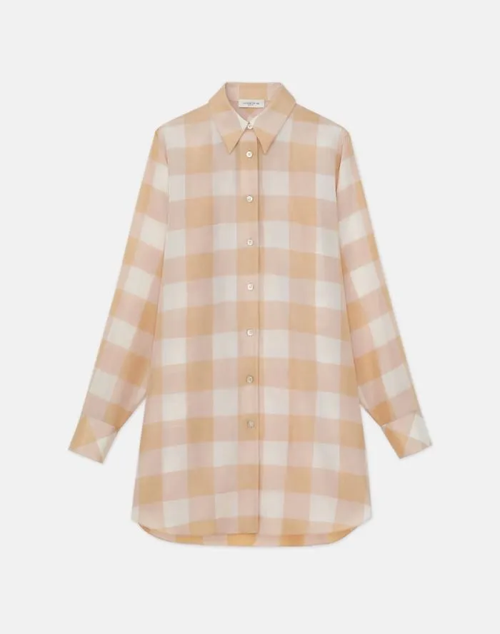 Ready To Wear Painted Gingham Print Silk Habutai Oversized Blouse Maitake Multi Lafayette 148 New York Blouses and Shirts Ready To Wear Painted Gingham Print Silk Habutai Oversized Blouse Maitake Multi Lafayette 148 New York Blouses and Shirts