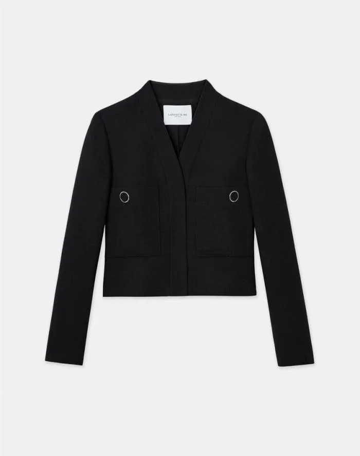 Ready To Wear Responsible Wool Nouveau Crepe Collarless Jacket Black Lafayette 148 New York Jackets and Blazers Ready To Wear Responsible Wool Nouveau Crepe Collarless Jacket Black Lafayette 148 New York Jackets and Blazers