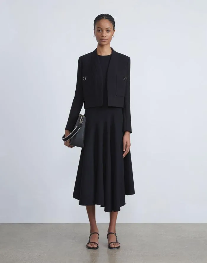 Ready To Wear Responsible Wool Nouveau Crepe Collarless Jacket Black Lafayette 148 New York Jackets and Blazers