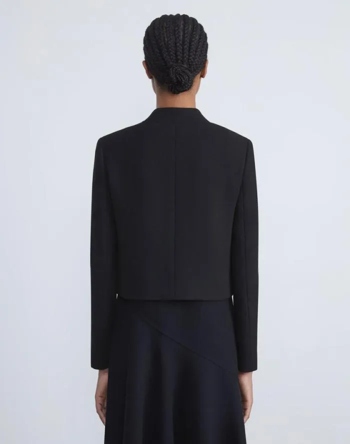 Ready To Wear Responsible Wool Nouveau Crepe Collarless Jacket Black Lafayette 148 New York Jackets and Blazers
