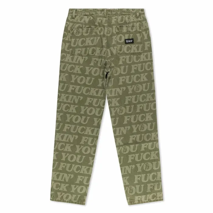 Ripndip FUFF Washed Denim Pants Light Olive Denim Pants Ripndip FUFF Washed Denim Pants Light Olive Denim Pants