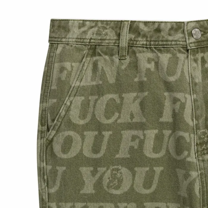 Ripndip FUFF Washed Denim Pants Light Olive Denim Pants Ripndip FUFF Washed Denim Pants Light Olive Denim Pants