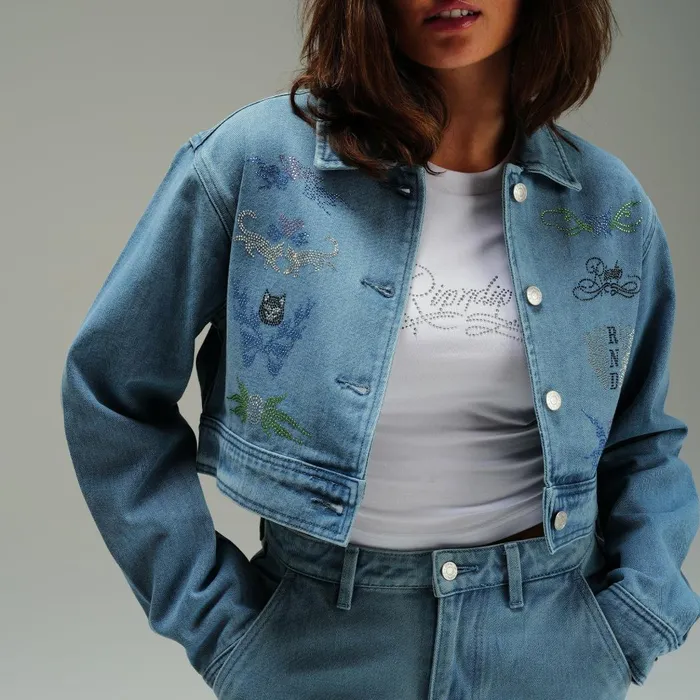 Ripndip Hyaena Cropped Denim Jacket Medium Wash Jackets