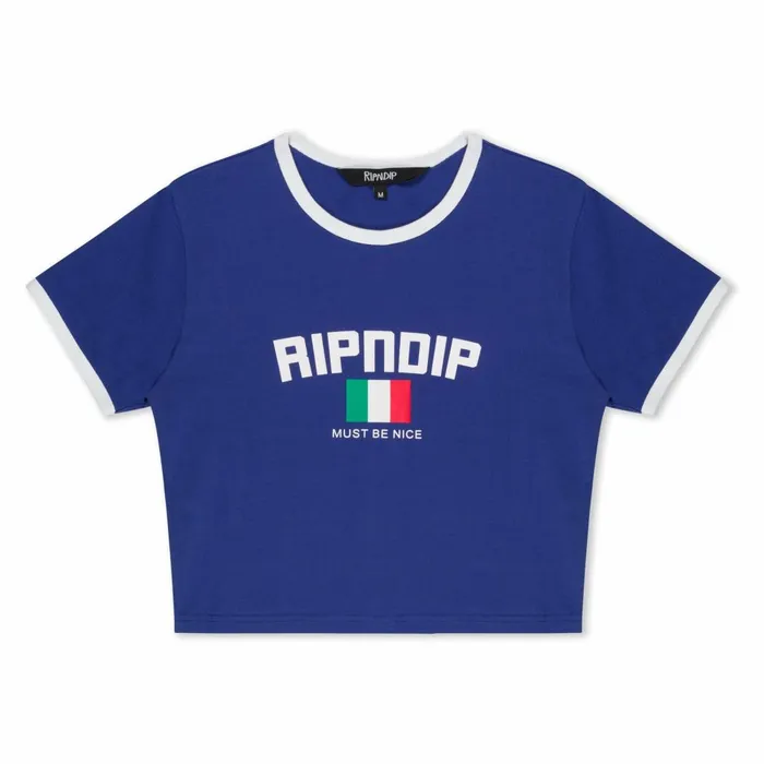 Ripndip Italy Cropped Ringer Tee NavyWhite Womens