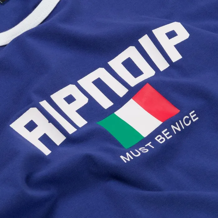 Ripndip Italy Cropped Ringer Tee NavyWhite Womens Ripndip Italy Cropped Ringer Tee NavyWhite Womens