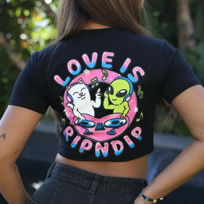 Ripndip Love Is Ripndip Cropped Baby Tee Black Womens