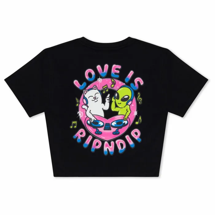 Ripndip Love Is Ripndip Cropped Baby Tee Black Womens