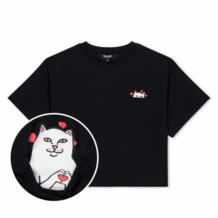 Ripndip Nermal Loves Cropped Baby Pocket Tee Black Womens