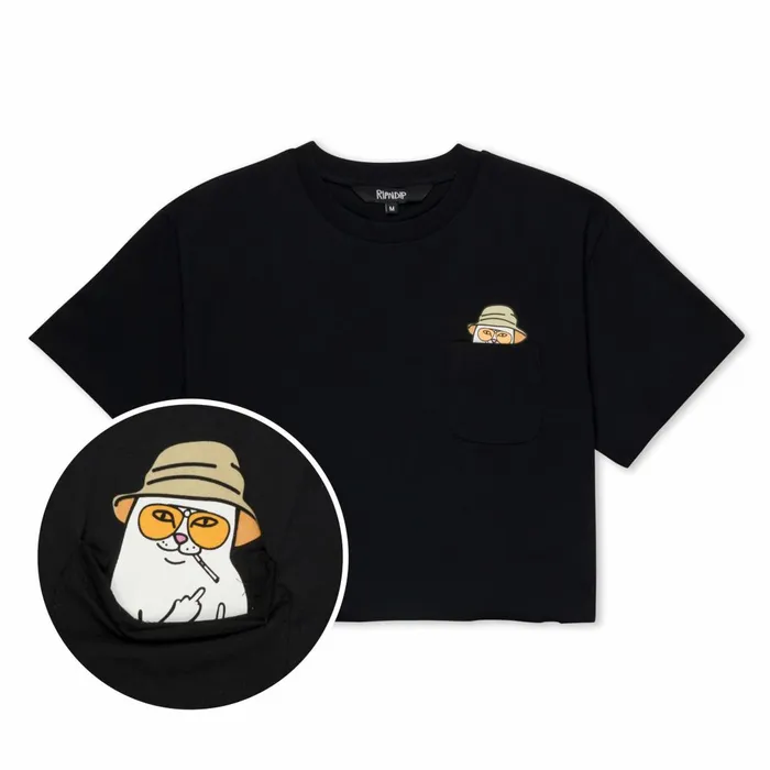 Ripndip Nermal S Thompson Cropped Baby Pocket Tee Black Short Sleeve Tees