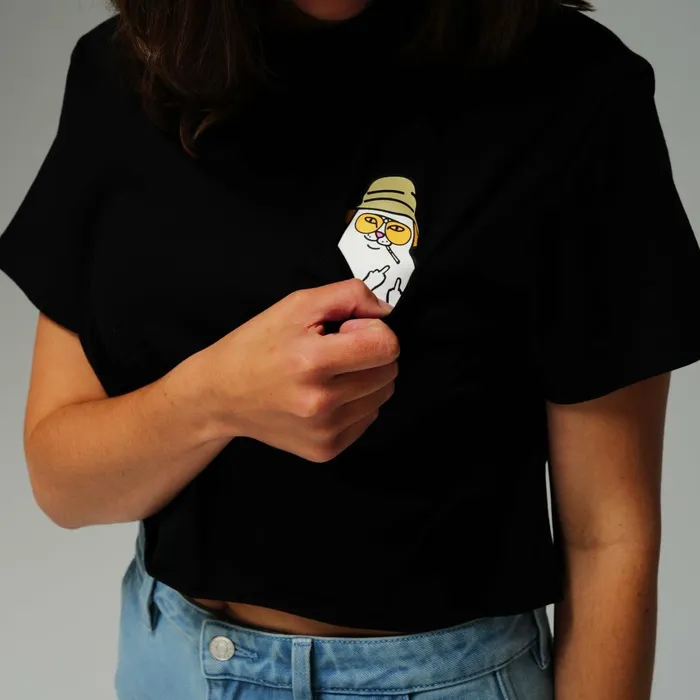Ripndip Nermal S Thompson Cropped Baby Pocket Tee Black Short Sleeve Tees Ripndip Nermal S Thompson Cropped Baby Pocket Tee Black Short Sleeve Tees