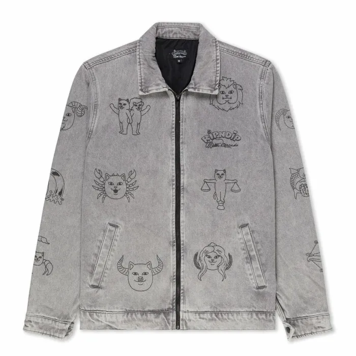 Ripndip Zodiac Mucho Work Jacket Grey Mineral Wash Jackets
