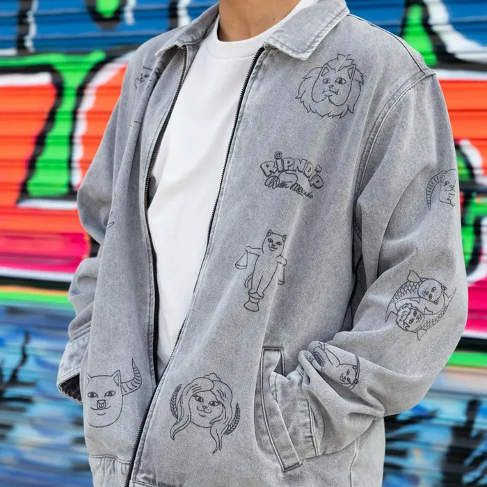 Ripndip Zodiac Mucho Work Jacket Grey Mineral Wash Jackets