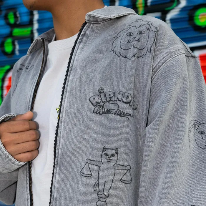 Ripndip Zodiac Mucho Work Jacket Grey Mineral Wash Jackets