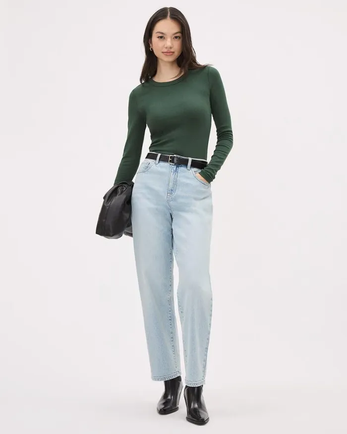 RWandCO Barrel Leg LightWash HighRise Barrel Jeans Light Wash 8211 Women