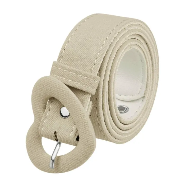RWandCO Belts Allegra K Waist Love Heart Belt Buckle Beige 8211 Women