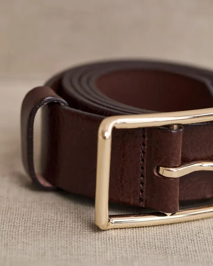 RWandCO Belts Large Leather Belt With Square Buckle Major Brown 8211 Women RWandCO Belts Large Leather Belt With Square Buckle Major Brown 8211 Women
