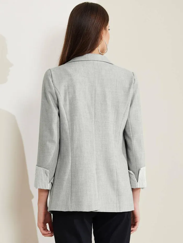 RWandCO Blazers Allegra K Notched Lapel Blazer Suit Jacket Grey 8211 Women