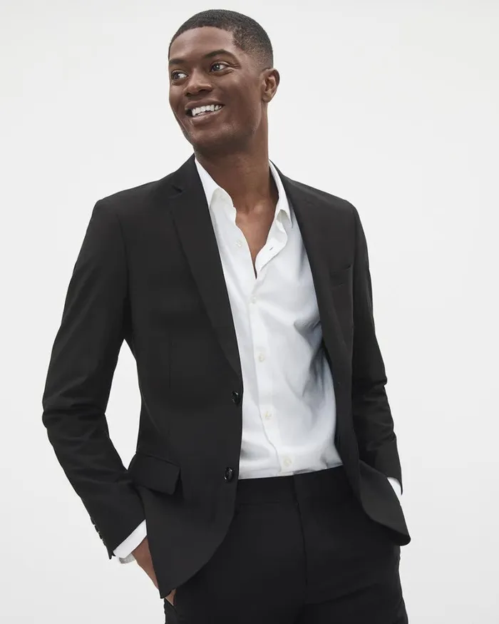 RWandCO Blazers Essential Black WoolBlend Suit Blazer Black 8211 Men